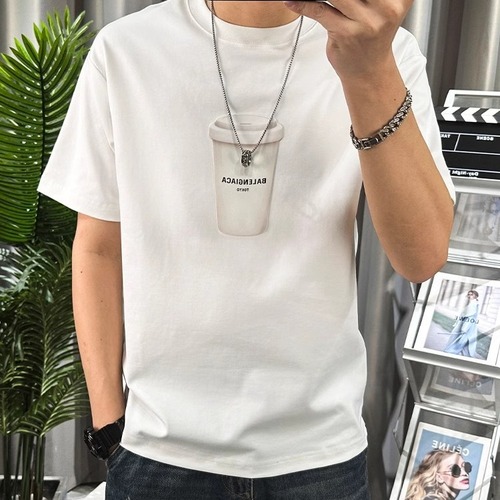Men's Summer Letter Print T-Shirt Trendy Casual Loose American Style Top
