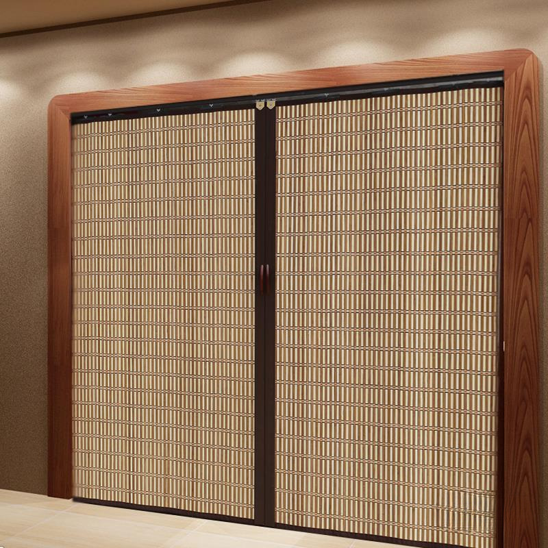 Bamboo Folding Sliding Door Curtain Partition Curtain Door Curtain Invisible Door Simple Retractable Blackout Cloth Sunshade Curtain