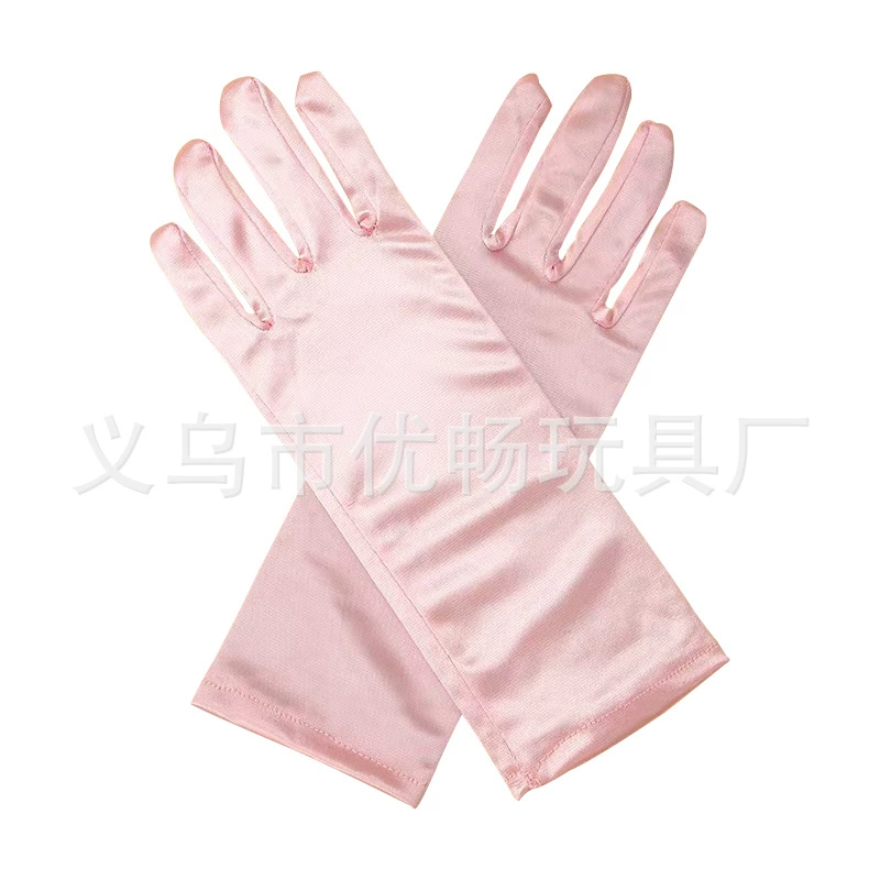 Children's decorations, solid gloves, long elastic small princess costume, accessory, “Frozen”