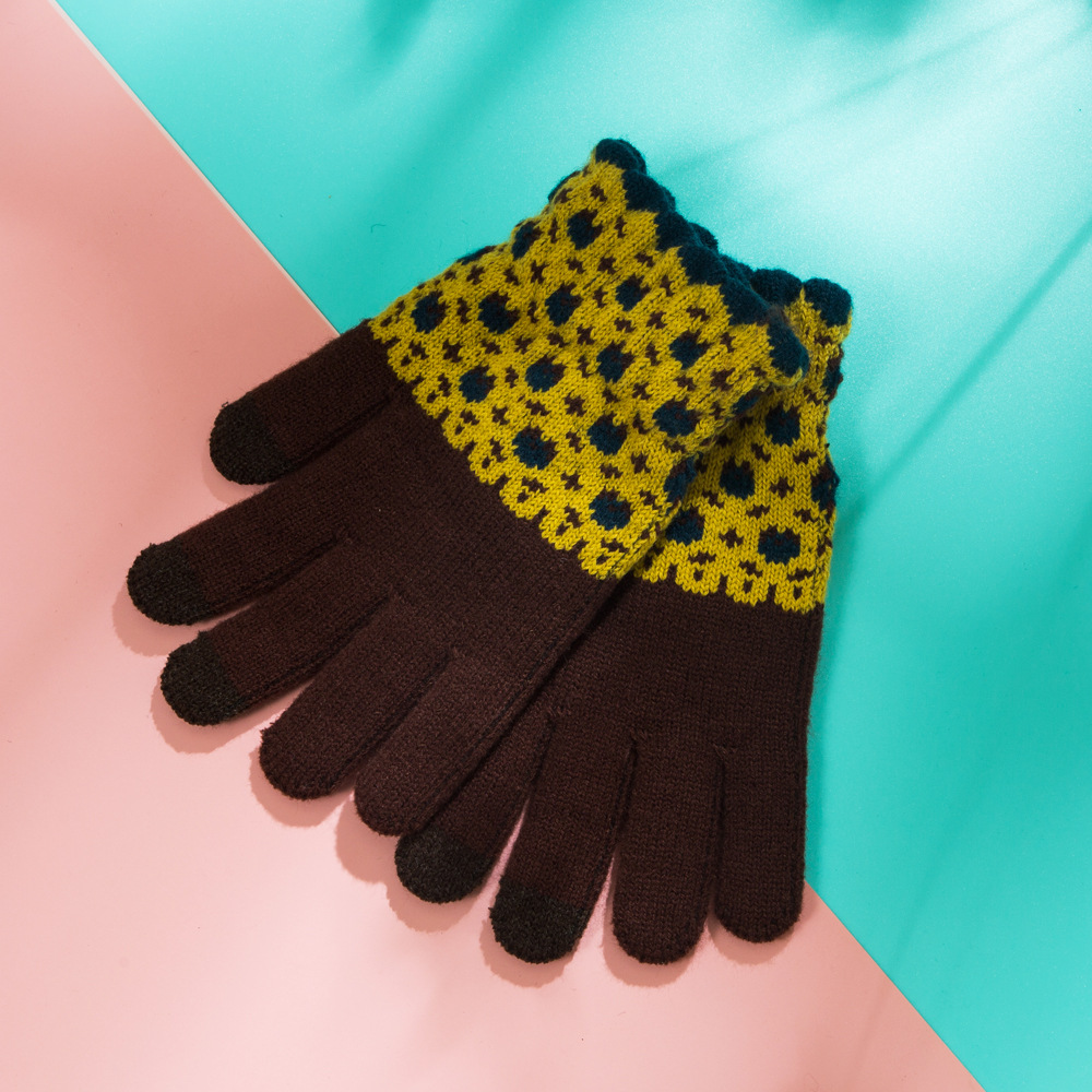 60g Weight Cotton Material Solid Color Pattern Unisex Gender Grey, Pink, Green, Yellow Color One Size Size Gloves Female Winter Fleece-lined Warm-keeping And Cold-proof Touch Screen Gloves Cute Fashion Net Red Wind Student Five Finger Riding Gloves 5