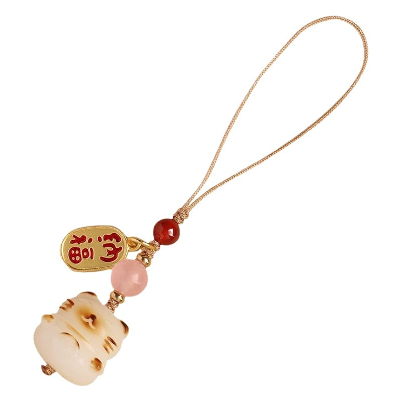 Белый корень Бодхи древесный уголь Кошачий коготь Lucky Cat цепочка для мобильного телефона ремешок кулон милый женский Чехол для мобильного телефона брелок кулон