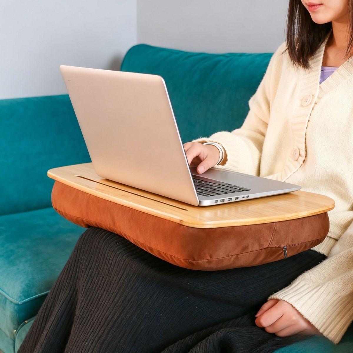 Lazy Small Table for Office, Living Room, Sofa, Laptop, Bamboo Study Desk, Study Table, and Pillow