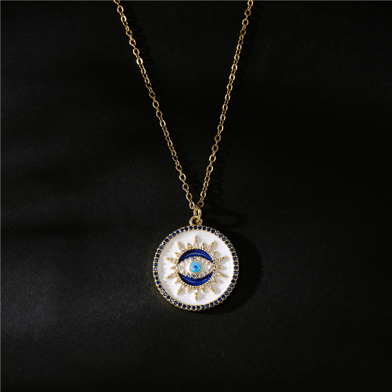 Fashion White Oil Dripping Devil's Eye Pendant Necklace display picture 5