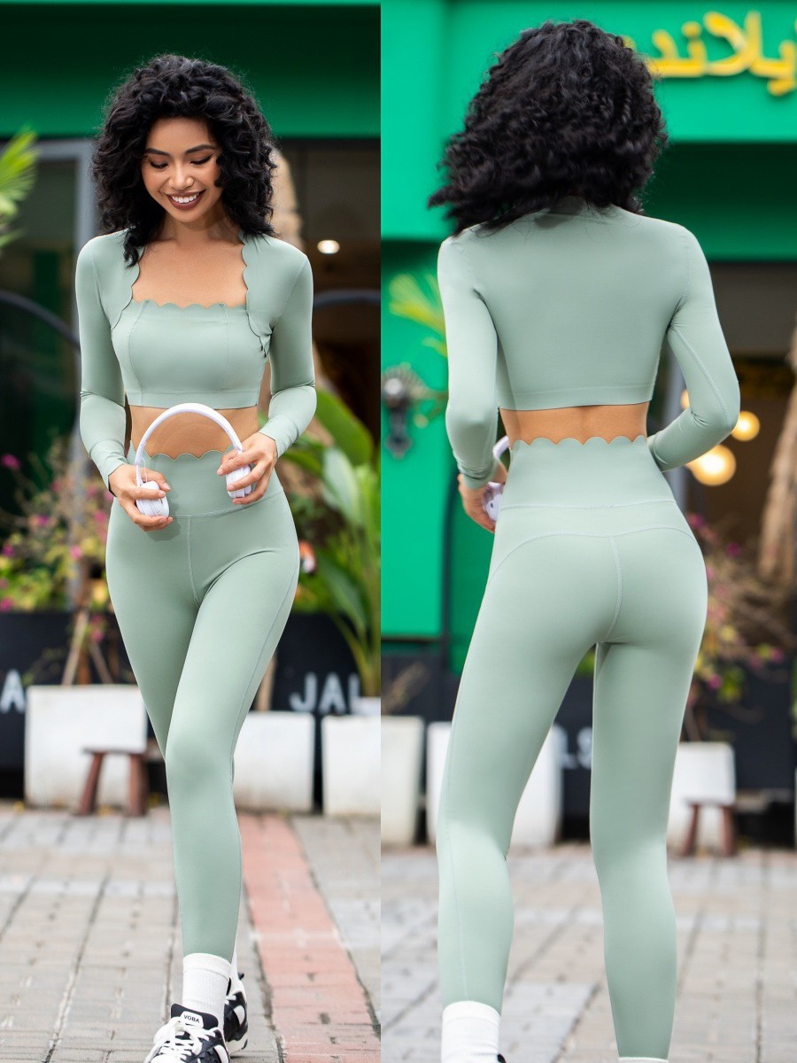 Cuello cuadrado ajustado cuerpo alto elástico adelgazante yoga deportes de manga larga mujeres profesionales correr rápido secado fitness pilates entrenamiento chaqueta