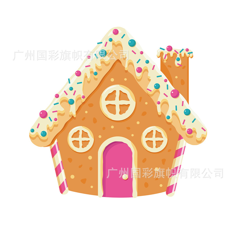 跨境新款节日糖果屋异形场景派对装饰布置道具主题圣诞节异形旗帜|undefined