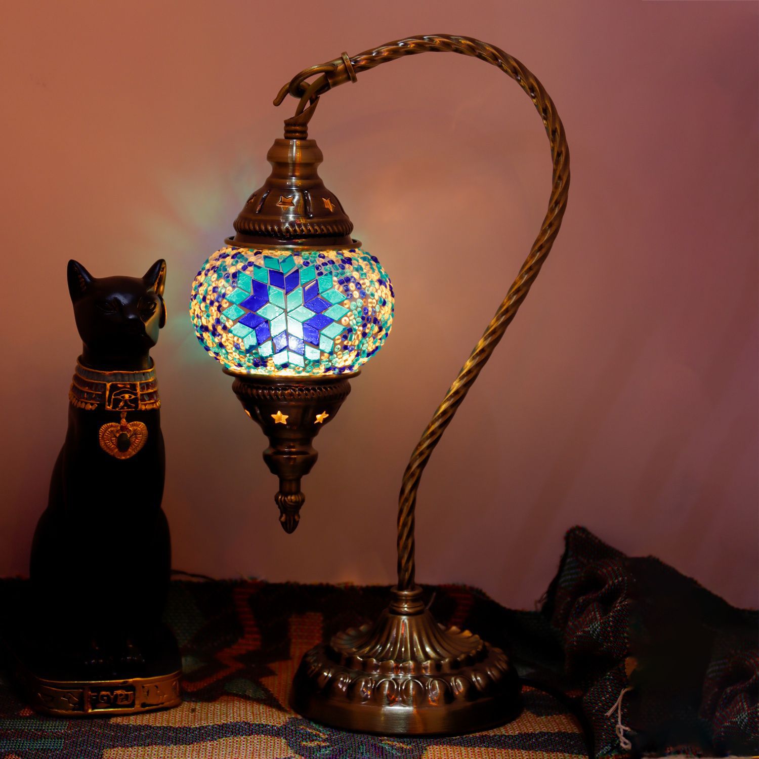 限量版土耳其复古天鹅台灯异域风情卧室茶室书房摆件装饰通用其他