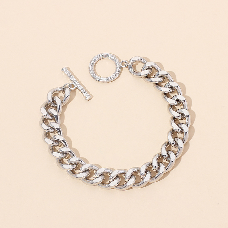 Hip Hop Geometric Thick Chain Necklace Bracelet Combination Set display picture 3