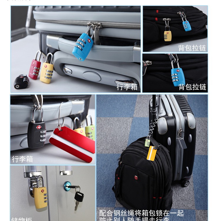 TSA customs lock luggage lock tsa335 travel abroad luggage zipper lock plastic TSA customs password lock