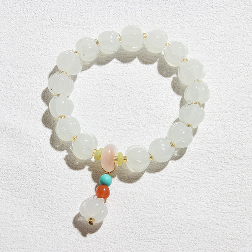 Hangzhou scenic area Mu Shan purple glass bead bracelet for women with good luck, sister-in-law style lotus flower bracelet, Xiaohongshu version