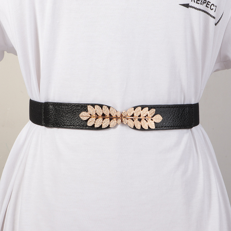 Cinturón Elástico Fino para Mujer de Piel de Imitación para Vestidos y Faldas