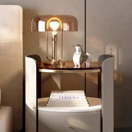 美式现代简约轻奢台灯设计师款客厅卧室装饰床头灯琥珀色玻璃罩