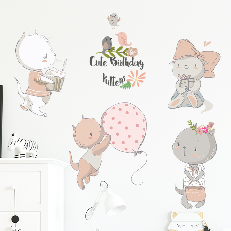 Nouveau Fx-d241 Bande Dessinée Mignon Kitty Enfants De Chambre Couloir Mur Embellir Mural Décoratif Autocollant Auto-adhésif display picture 7