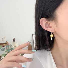 时尚铃兰花水滴微镶锆石耳环精致百搭女轻奢高级感耳饰设计感小众