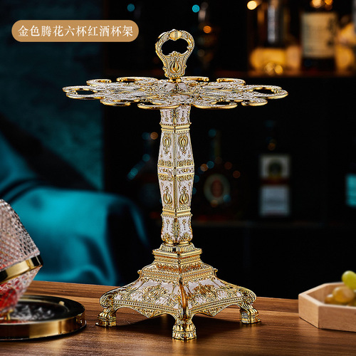 Crystal glass red wine glass rotating upside down wine rack gold diamond silver diamond 6 cup cup holder home wine glass storage rack