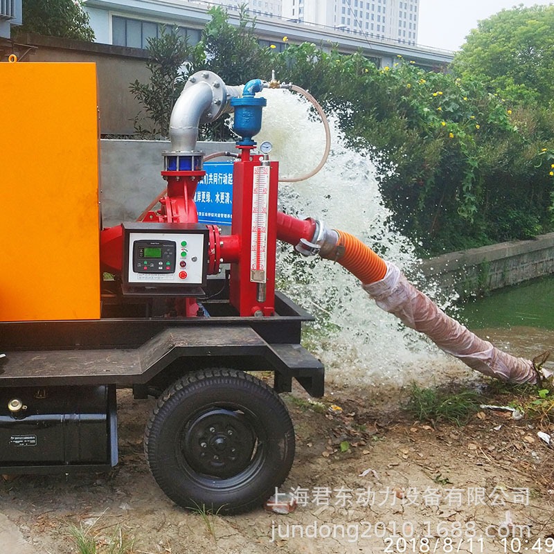 防汛排涝高吸程移动泵车工业冷却柴油机应急泵真空辅助式离心泵
