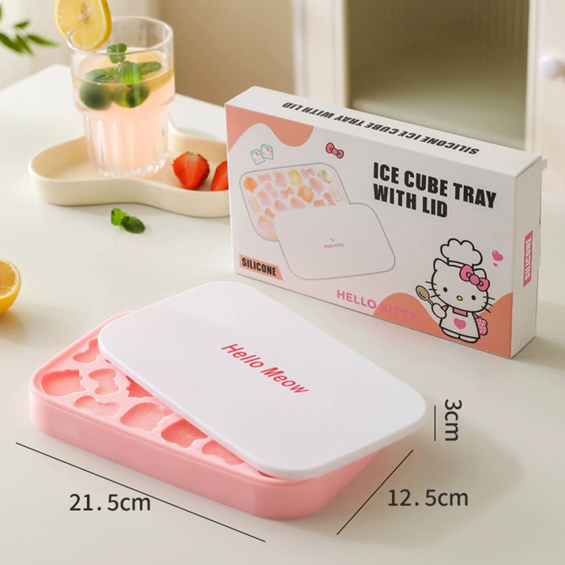 Силиконовая формочка для льда (Hello Kitty) с крышкой икой хранения, фигурная форма льда из пластика, комплект из 4 шт.