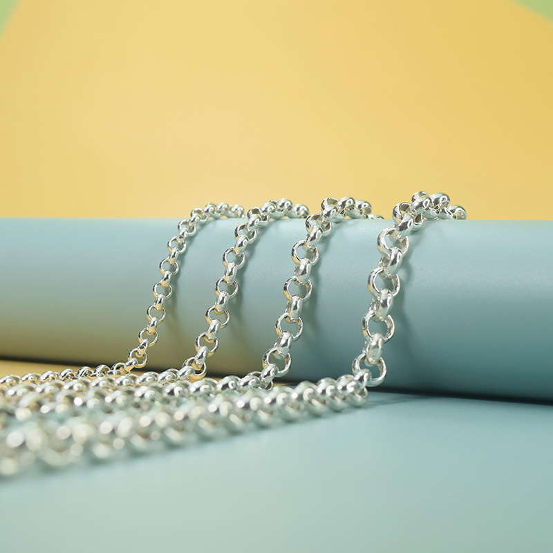 S925 Pure Silver Semi-finished Woven Chain Wholesale by Gram 5 6 7 8mm Hollow Pearl Chain Simple and Unique