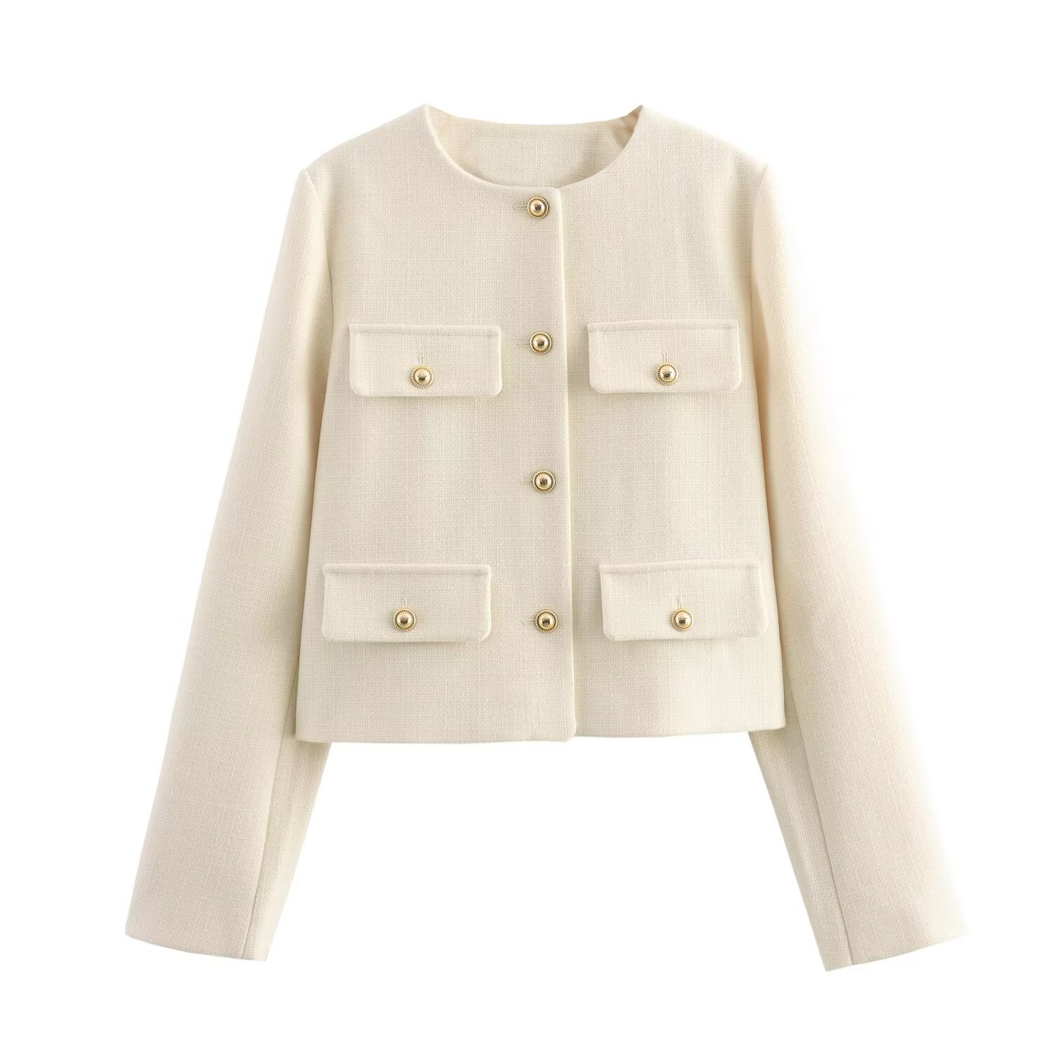 420g Weight Casual Jacket Outerwear Type Long Sleeve Sleeve Length Single Breasted Placket Type Regular Sleeve Sleeve Type Polyester Fabric Type Short Top Length Coat Tops Type Casual, Daily Occasion Round Neck Neckline Regular Fit Fit Type Solid Color Pattern Spring, Autumn Season Women's Gender Pocket Design Elegant, Streetwear Style Women's Elegant Streetwear Solid Color Pocket Single Breasted Coat Casual Jacket 21