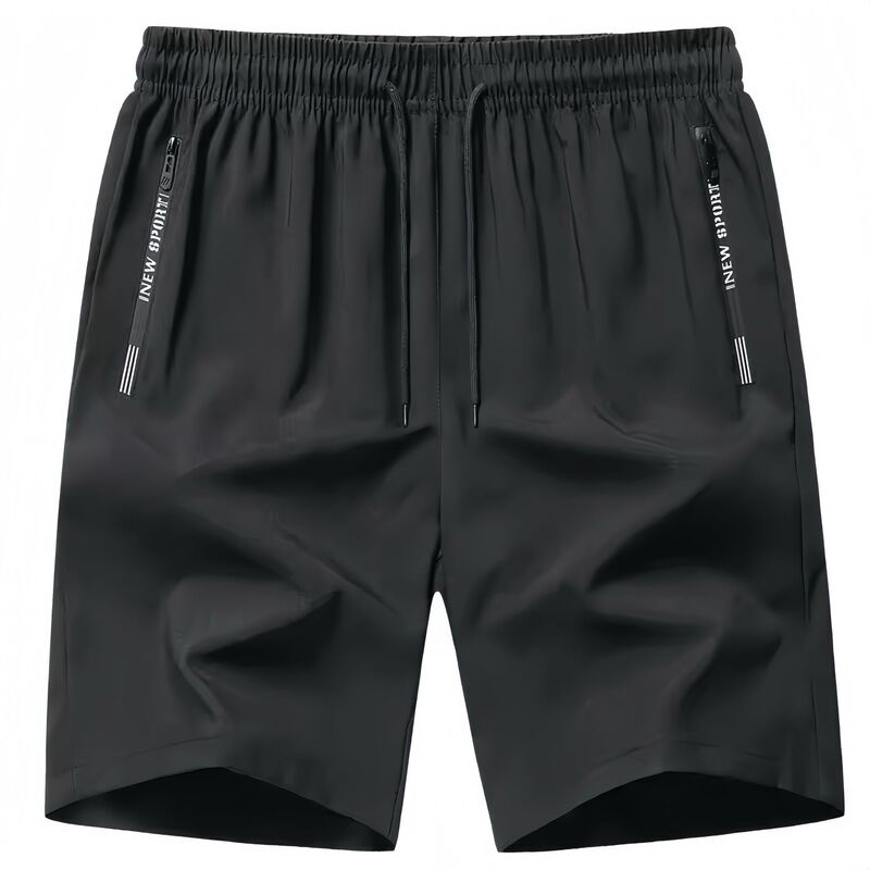 Summer Ice Silk Pants Pocket Zipper Cool Sports Casual Shorts Men's Quick-drying Fitness plus size Trendy Pants