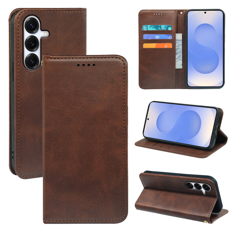Suitable for Samsung Mobile Phone Case Flip Cover Protective Cover Galaxy S26 Mobile Phone Leather Case Calfskin Strong Magnetic S25 Fe