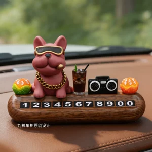 Luxury Dog-themed Car Temporary Parking Sign with Phone Number, Car Moving Card, High-end Decorative Accessory for Women