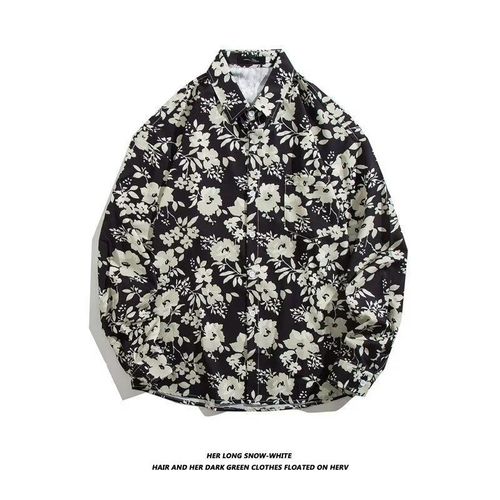 Vintage Oil Painting Flower Shirts for Men and Women, Retro Style, Cool and Relaxed, Versatile and Fashionable Couple's Long-Sleeved Shirt Jacket