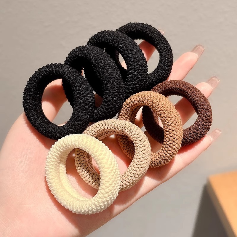 Cauda de caballo alta no colapsar cabello de niñas anillo de cabello de correa de goma negra cabello de alta elasticidad cabello duradero cubierta de cuero