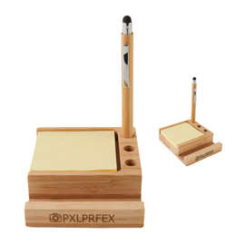 跨境热销竹制笔架手机支架 办公桌面便利贴收纳架 多功能置物底座