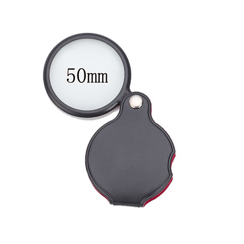 ChuGuan Leather-Foldable Artificial Leather 50mm/60mm Handheld Magnifying Glass Library Reading Gift