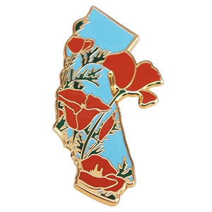 State Flower Series California Poppy Flower Map Enamel Brooch Fashionable and Unique Backpack Decoration Collar Pin
