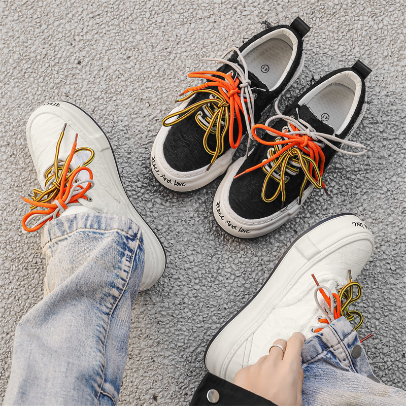 Nicho Zhong zapatos para hombres 2025 primavera y verano nuevos zapatos de skate zapatos de moda diseño de base gruesa ins red pareja zapatos de lona mujer