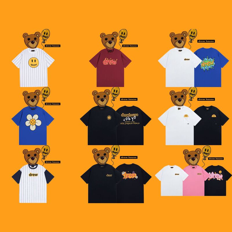 Drew House European and American Street Fashion Brand Spring and Summer New Ins-Style Printed Unisex Short-Sleeve T-Shirt Series Drew House European and American Street Fashion Brand Spring and Summer New Ins-Style Printed Unisex Short-Sleeve T-Shirt Series
