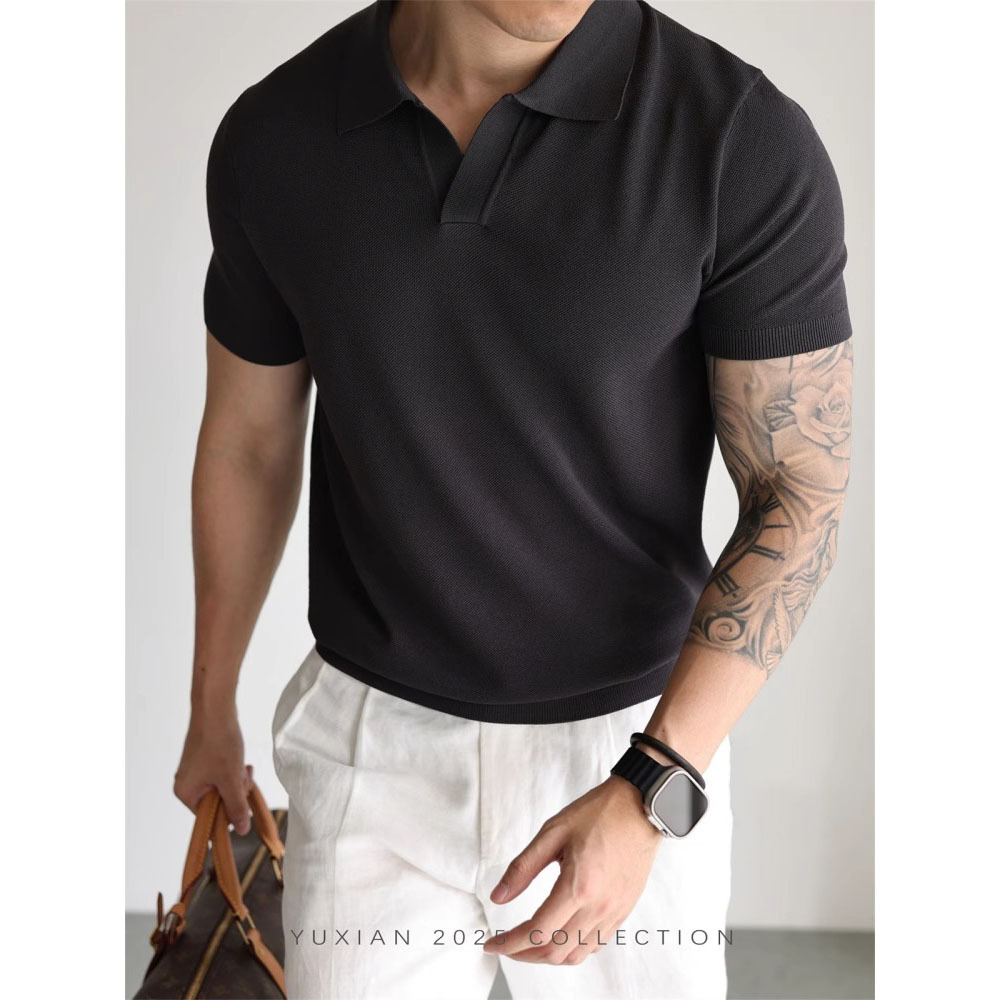 Polo camiseta de cuello V camiseta de manga corta hombre gaviota de negocios de verano camiseta de hielo comercio exterior al por mayor transfronterizo image 3