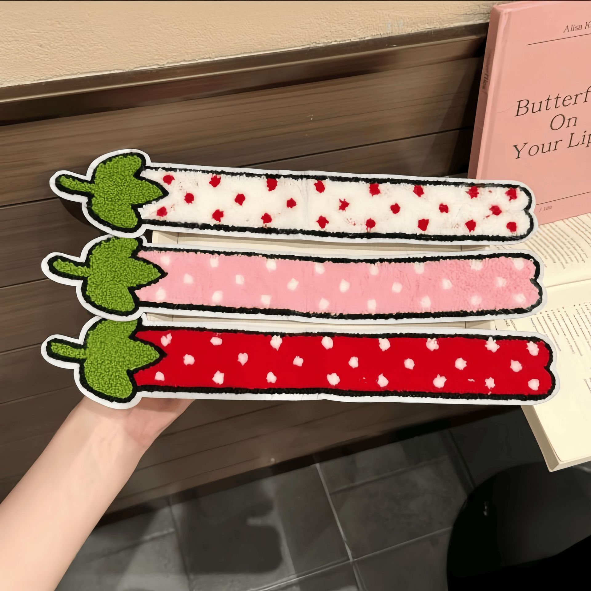 Fun and quirky fruit strawberry fringe magic tape for sweet cartoon girls, seamless bangs sticker for face washing and makeup hair accessory