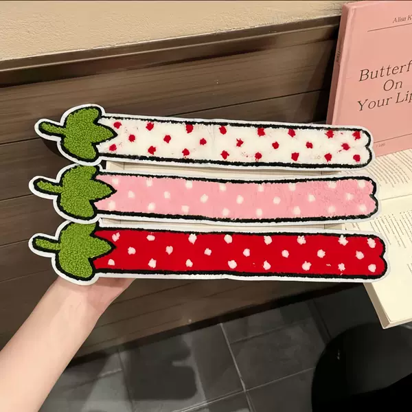 Fun and quirky fruit strawberry fringe magic tape for sweet cartoon girls, seamless bangs sticker for face washing and makeup hair accessory