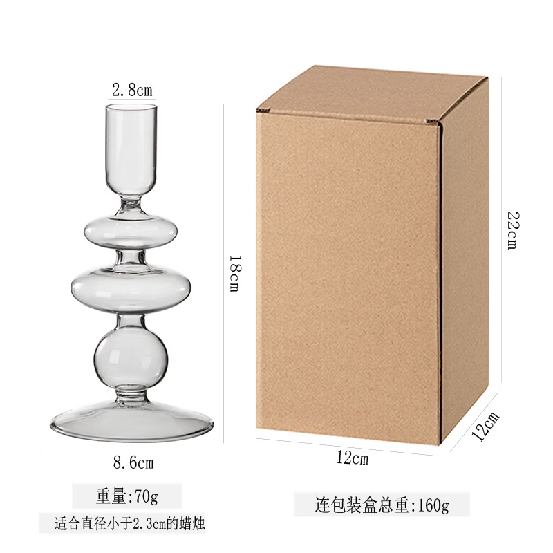 Venta directa de fábrica, candelabros de vidrio retro de estilo europeo para el hogar, adornos decorativos románticos, cristal geométrico de borosilicato de alta calidad.