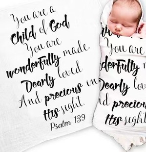 Cross-border Baby Letter Blessing Personalized Cotton Six-layer Gauze Bath Towel Children's Holding Quilt Swaddling Ambulance Towel Cover Blanket
