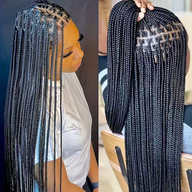 Cross-Border E-Commerce Wig African Dreadlocks Hand-Woven Full Lace Three-Strand Braid Pearl Inner Mesh Chemical Fiber Wig