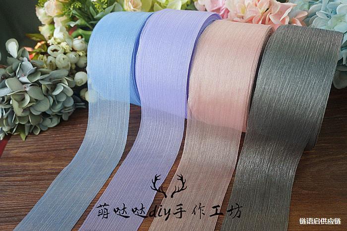 洛丽塔手作diy褶皱纱雪纱带丝带蝴蝶结手工diy材料透明雪纺彩带