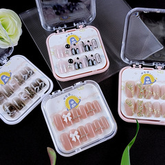 光療手工穿戴甲片美甲貼片果凍膠 24片塑料盒裝美甲工廠成品批發