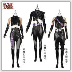 动漫热门影视k-pop猎魔女团cosplay鲁米佐依米拉黑色皮革款表演服