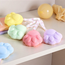 批发儿童洗澡超柔软亲肤海绵浴球不散花耐用易起泡可爱猫爪沐浴球