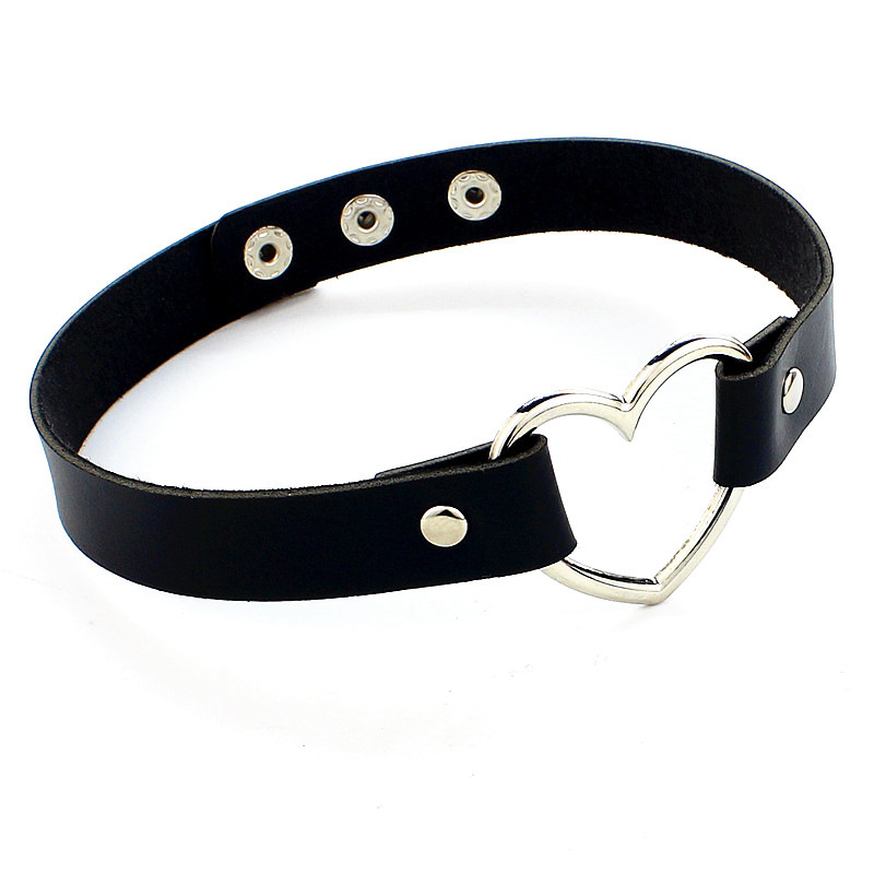 Eco-Friendly Pu Leather Japanese Harajuku Punk Nightclub Soft Girl Choker Heart-Shaped Collar Women's Neck Chain Clavicle Necklace