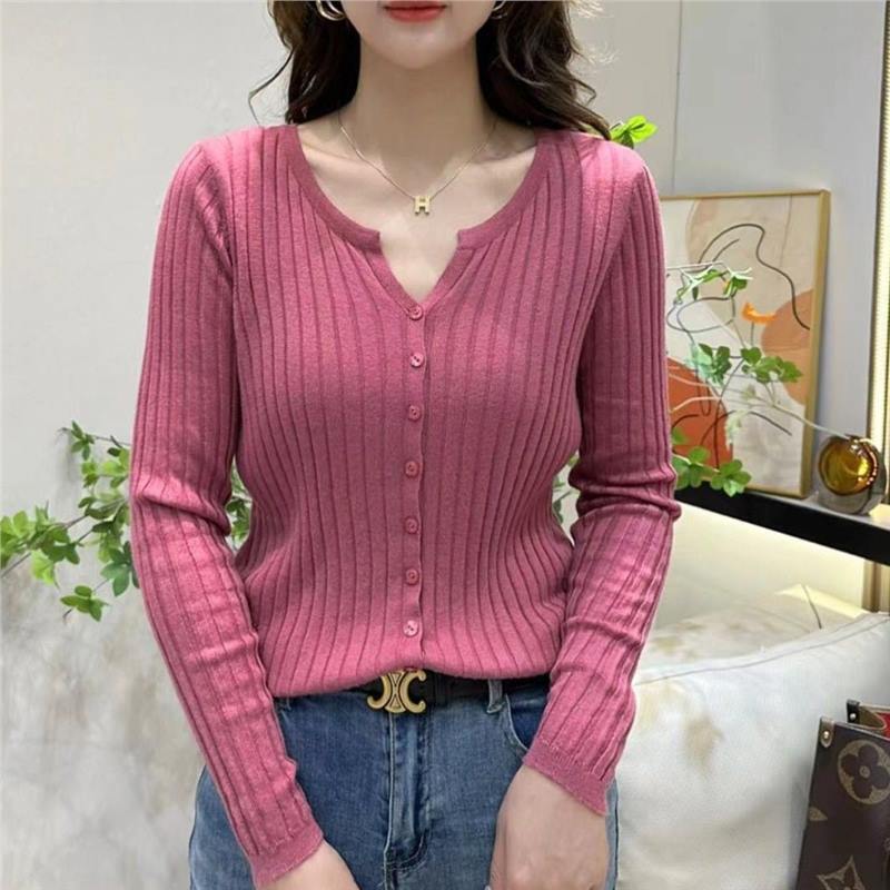 Early Autumn Thin Cardigan Versatile Long-Sleeve High-End Design Knitted Cardigan Top Slimming V-Neck 2025 Early Autumn Thin Cardigan Versatile Long-Sleeve High-End Design Knitted Cardigan Top Slimming V-Neck 2025