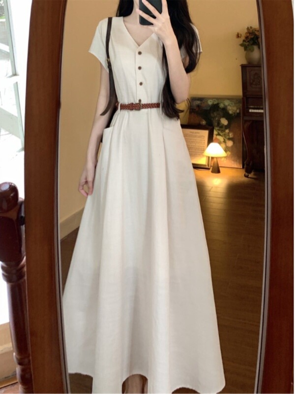 Elegant and Classy Collared Dress for Women, Summer Plus Size, Flattering for Pear-Shaped Body, Waist-Cinching, Slimming Long Dress Elegant and Classy Collared Dress for Women, Summer Plus Size, Flattering for Pear-Shaped Body, Waist-Cinching, Slimming Long Dress
