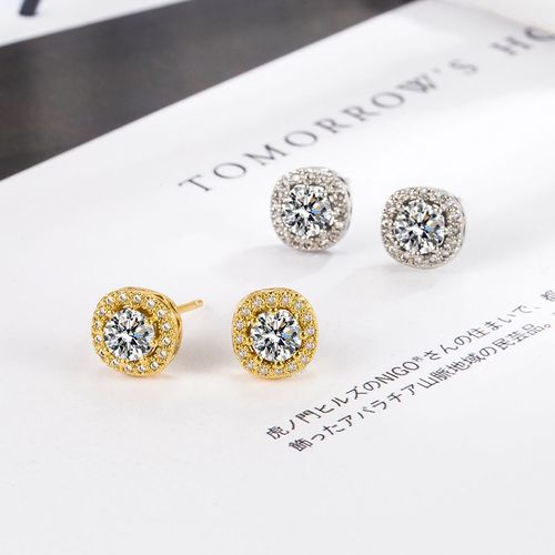 Sparkling diamond square earrings, high-end earrings, temperament, trendy and personalized women's European and American earrings  new trend