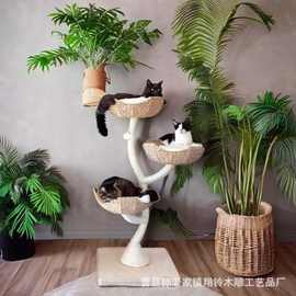 跨境树形猫爬架猫树塔编织猫架猫抓板跳台一体树干客厅大型猫爬架