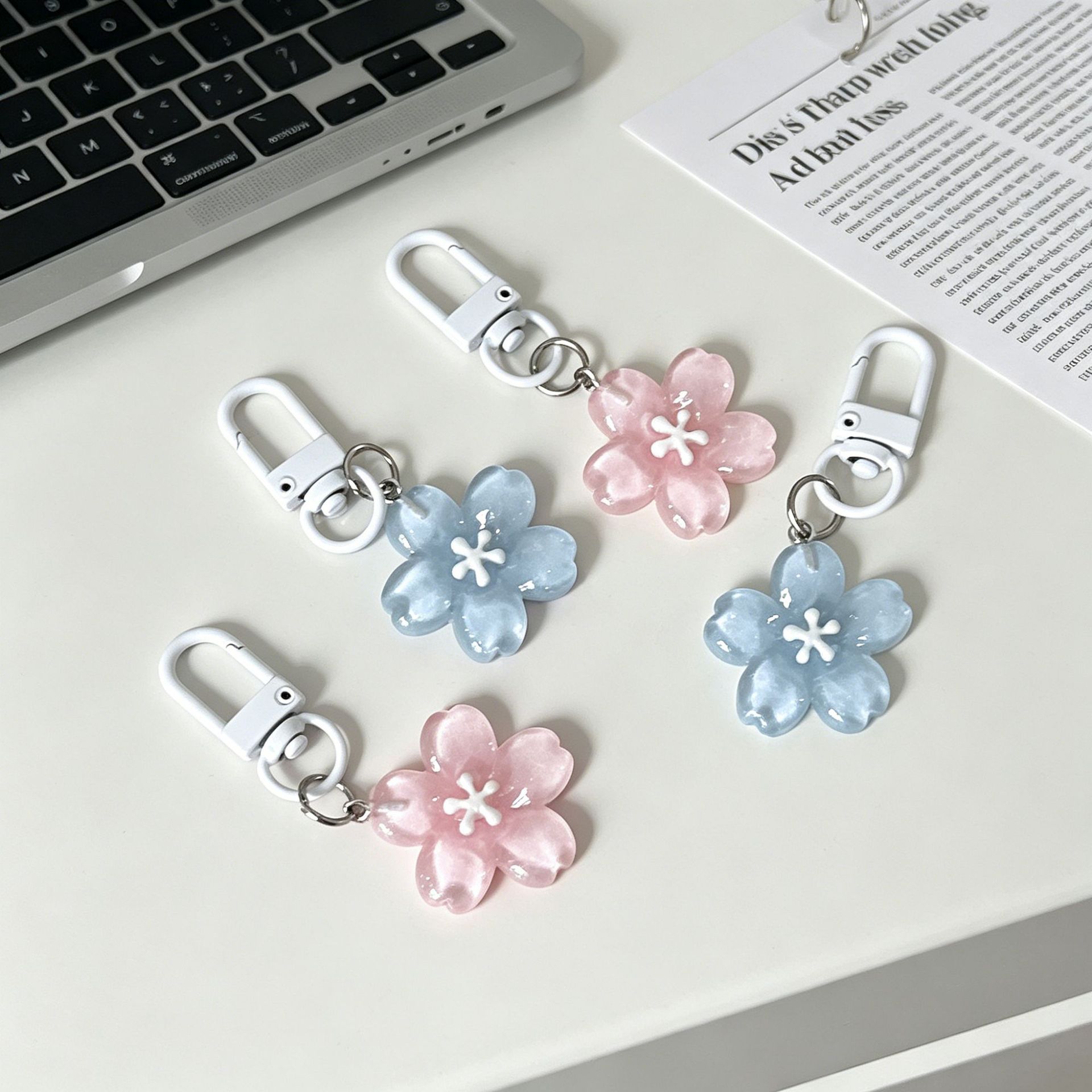 Romantic Translucent Cherry Blossom Keychain Jelly Flower Pendant for Girls, Best Friends, Couples, Backpack Decoration Wholesale