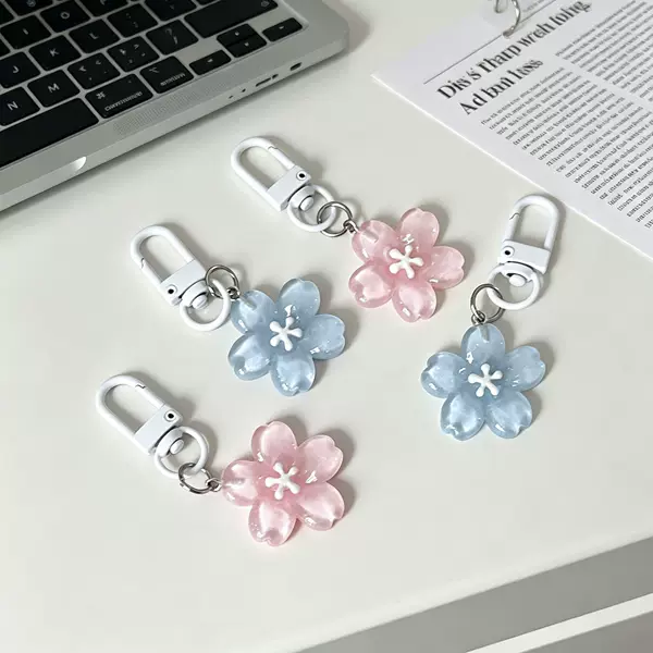 Romantic Translucent Cherry Blossom Keychain Jelly Flower Pendant for Girls, Best Friends, Couples, Backpack Decoration Wholesale