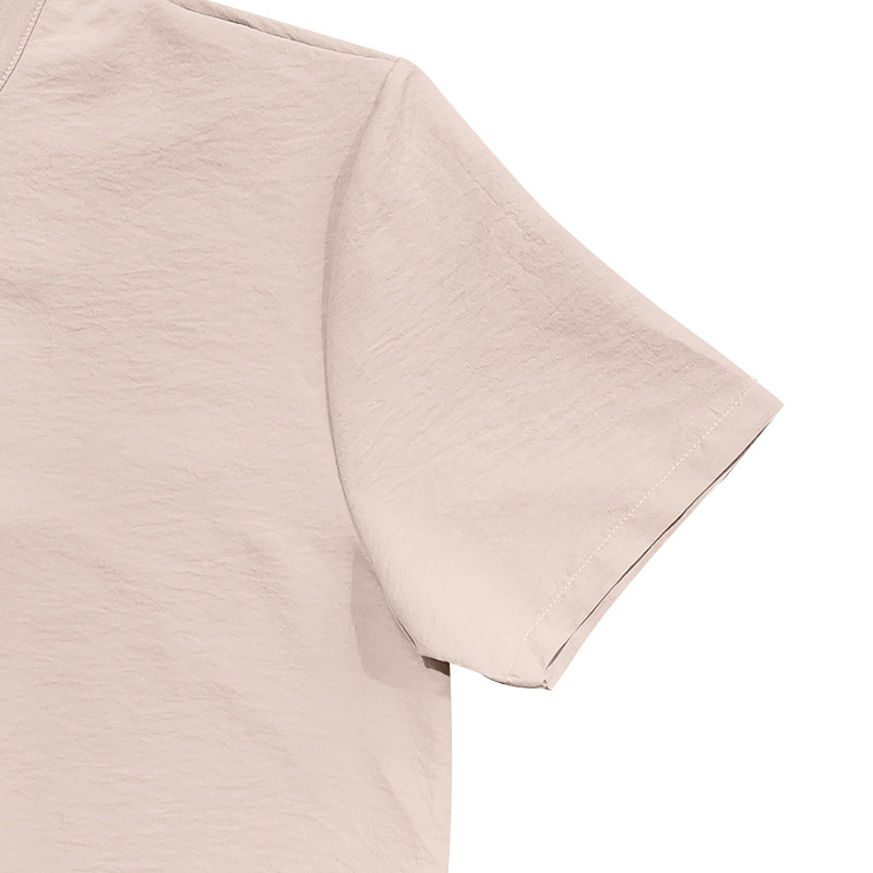 Camicia in lino da uomo con collo alla coreana e bottoni_voghion.com